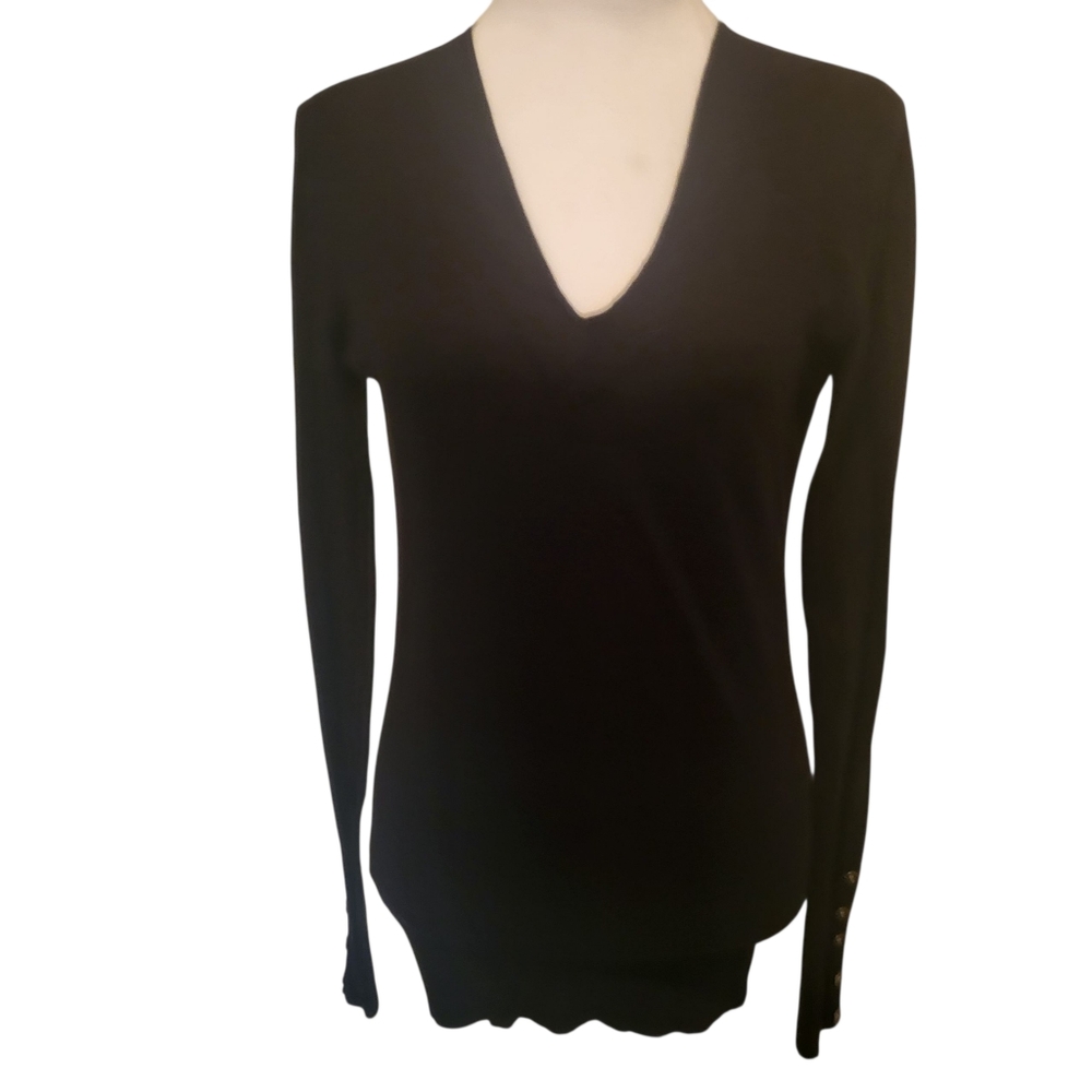 Ann Taylor Loft V Neck Sweater Blaxk Sz S